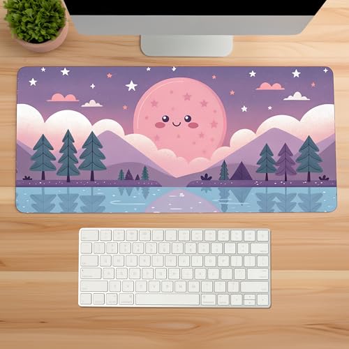 Image of Pastel Valley Premium Desk Mat | Anti-Skid | Anti-Slip | 90 * 42 cm | Laptop Mat for Work from Home /Office /Gaming- Extended Mouse pad and Keyboard Desk mat