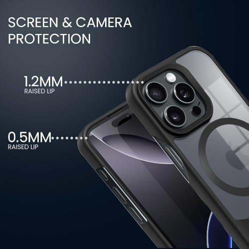 Image of KARWAN️Ultra-Hybrid Shockproof Back Cover with Mag-Safe Case foriPhone 15 Pro | Camera Protection Bump |Shockproof Back Cover Case for iPhone 15 Pro (PC & TPU, Smoked Matte Sides) Black