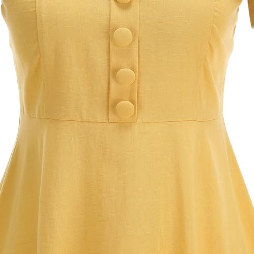 Robe d'été à larges bretelles et boutons design fluide coupe ample décontractée - 6