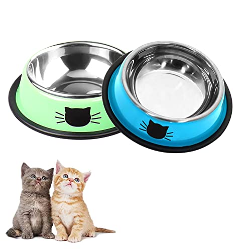 DOMI PRO Gamelle pour Chat 2 pièces Chat Bol, Gamelle Chat en Acier Inoxydable Ensemble, Mangeoirs et Abreuvoirs pour Chat Chiots Hamsters Lapins Petits Animaux