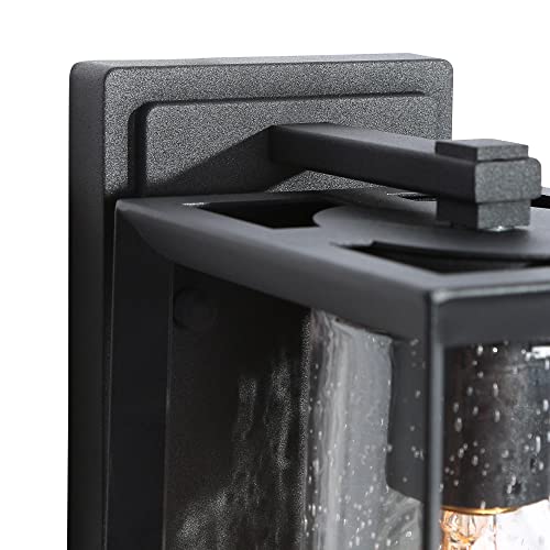 Black Outdoor Light Fixture, Farmhouse Porch Lights With Cylinder Seeded Glass Shade, Exterior Waterproof Sconce Wall Lighting For Patio, Yard, Garage #TOP4