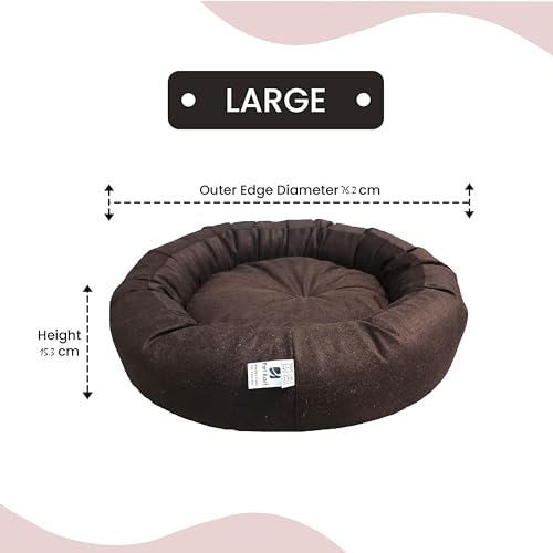 Image of Large Size Dog Bed for Large Size Dogs, Puppies, Kitten and cat Bed Velvet Fabric Color Full Brown Anti Skid Bottom Washable Export Quality Pet Bed