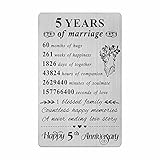 Resdink 5 Year Anniversary Card Gifts for Him Her Women Men, 5th Wedding Anniversary Wallet Card for