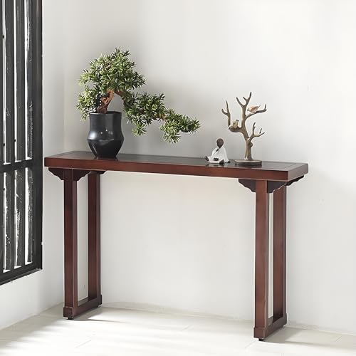 Consola rústica de madera maciza para entrada y pasillos estrechos 2