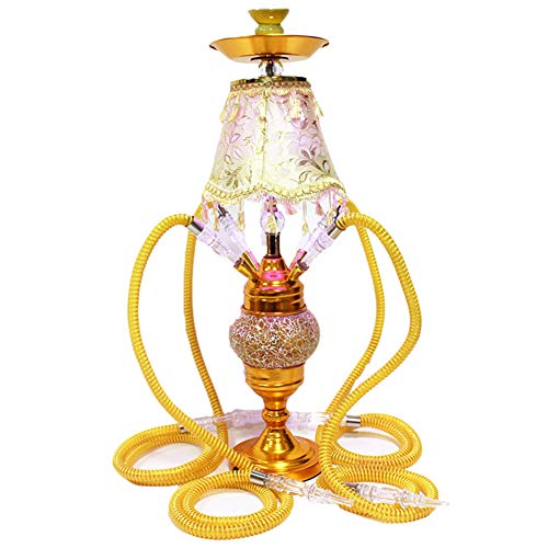 Wasserpfeife, Echt Shisha Set, Orientalische SHookah Narguilé mit 4 Schlauch und Licht, Cafe Style Sheesha, Tabakpfeife…