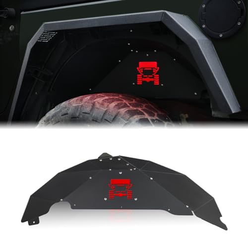 Image of JROAD Rear Inner Fender Liners Compatible with Jeep Wrangler JK JKU Aluminum,with 2 LED Lights for 2007-2018 Wrangler Accessories JK JKU Sport Sahara Rubicon 2 /4 Doors