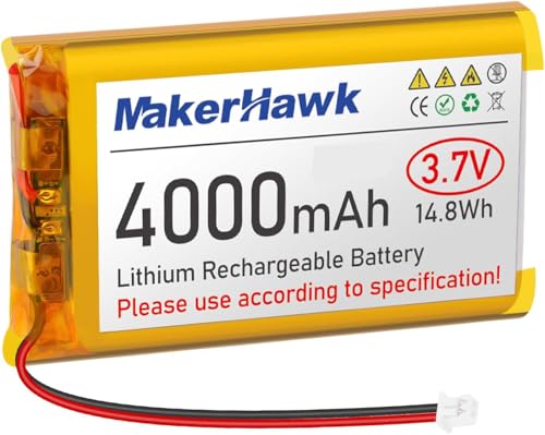 MakerHawk 3.7V 4000mAh LiPo Battery Rechargeable 1S...