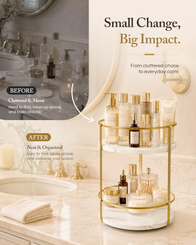 OHOBOX Rotating Bathroom Counter Organizer, 2-Tier Makeup Organizer - image 6