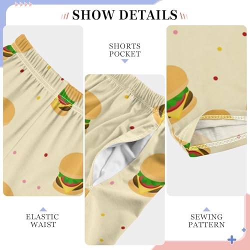 Burger Polka Dot Boys Pants Boys Athletic Pants Long Pant for Boywith Pockets Wide-Leg Size 6-14Y4