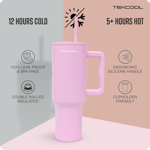 Image of Tumbler with lid and Straw 1200ML Cup Stainless Steel Hot and Cold with Handle and Lid 2 Straw Vacuum Insulated Tumbler for Water, Iced Tea or Coffee Office Gym Travelling