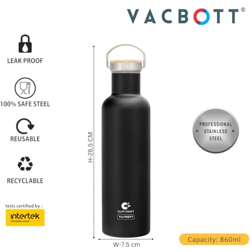 Image of Clay Craft Vacbott Melissa Double Walled|18 Hours Hot and 24 Hours Cold Water Bottle Vacuum Insulated Flask Bottle|1 Pcs, 860ml Bottle for Gym|Travelling|BPA-Free|BIS Certified|1Year Limited Warranty