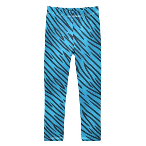 Girls Leggings Soft Toddler Ankle Length Bottoms Blue Tiger Print Kids Dance Yoga Pants 4-10 Years