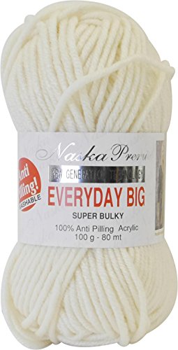 NASKA企画 ナスカプレミア エブリデイ ビッグ 毛糸 極太 col.802 ホワイト 系 100g 約80m 5玉セット N-69