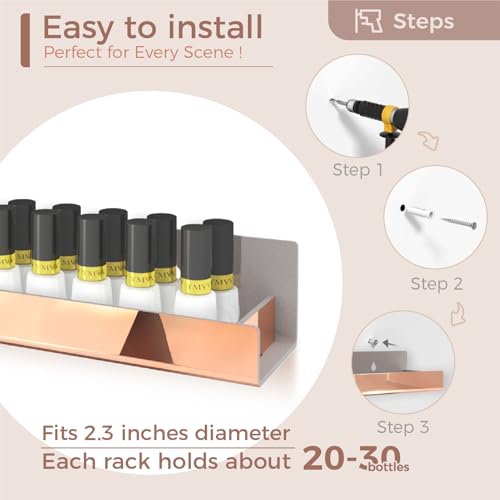 Image of 4 Pack 15 Inch Rose Gold Reflective Acrylic Floating Wall Shelves