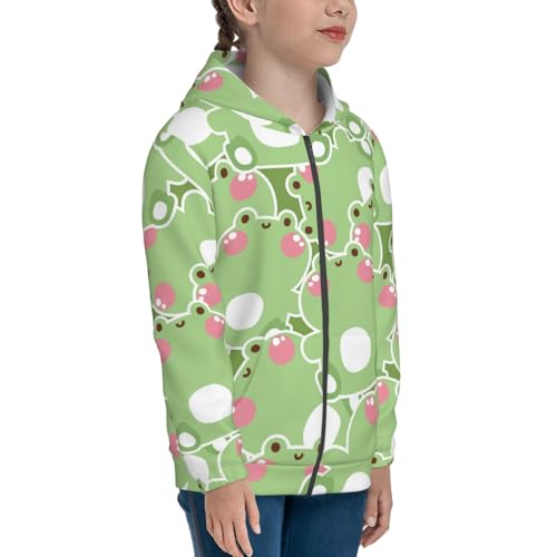 Cute Frog2 Kids Pullover Hoodies Boys Zip Up Sweatshirts Girls Athletic Clothes with Pocket4