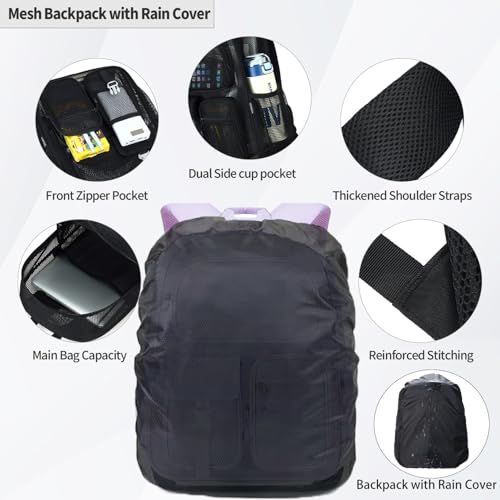 Image of Cusangel Clear backpack for men women (Purple Mesh Backpack)