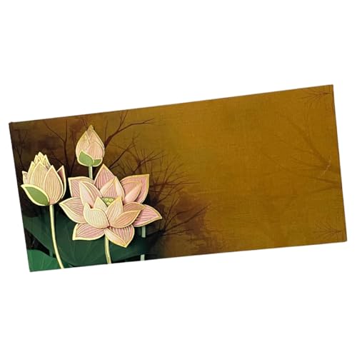 Image of Pack of 20, Lotus Blossom Design Shagun Envelopes for Gifting Cash Money Cover Velvet Finish Paper Tuck Flap Designer Fancy Sagan Lifafa Wedding, 19 X 9.5 cm, Royal Brown Color