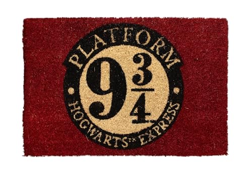 SD Toys - Paillasson Harry Potter, avec Symbole Platform 9 3/4, Tapis d'Entrée en Fibre de Coco et Vinyle Antidérapant, 60 x 40 cm, Épaisseur 17 mm, Grenat