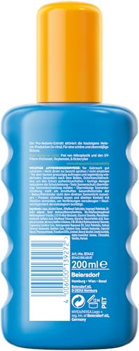 NIVEA Sun Schutz & Bräune Sonnenspray LSF 20, Sonnencreme mit Pro-Melanin-Extrakt für eine ebenmäßige Bräune, sofortiger Sonnenschutz mit UVA/UVB-Filtersystem (200 ml)