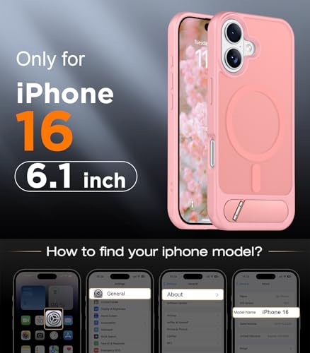 Image of Magnetic Compatible with iPhone 16 Case, [Built-in Invisible Kickstand][Compatible with MagSafe][Military Grade Shockproof] Slim Translucent Matte Phone Case for iPhone 16 6.1 inch