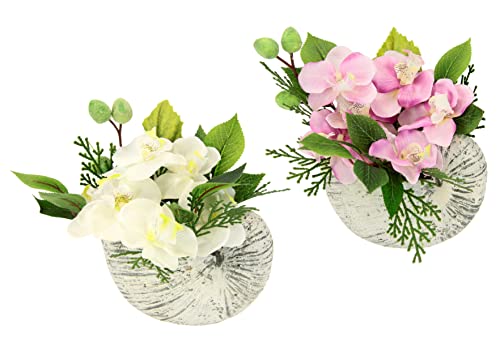 Künstlicher Hortensien-Blumenstrauß In Silberner Würfelvase – Seide, Blau & Rosa – Für Home-Deko, Hochzeit, Tisch