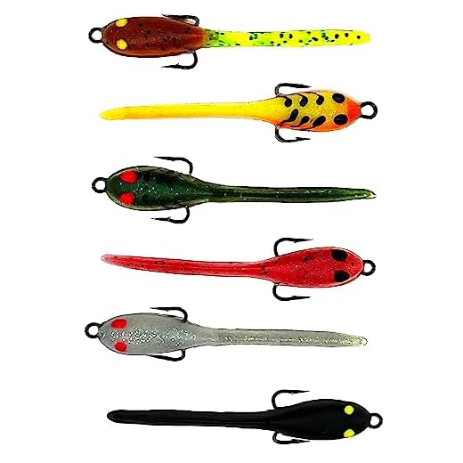 DELONG LURES- Made in America 6pc 3" pre Rigged Tadpole Fishing Lures for bass Crappie Perch and Trout Life Like Animated Lures