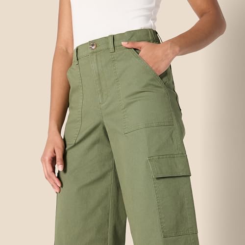 Amazon Essentials Women's High-Rise Relaxed-Fit Full-Length Wide Leg Cargo Khaki Pant3