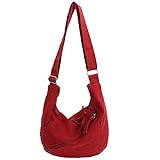 Bolso bandolera de lona para mujer y niña, para el colegio, el trabajo, uso diario, Red, 11.02x4.33xcinch