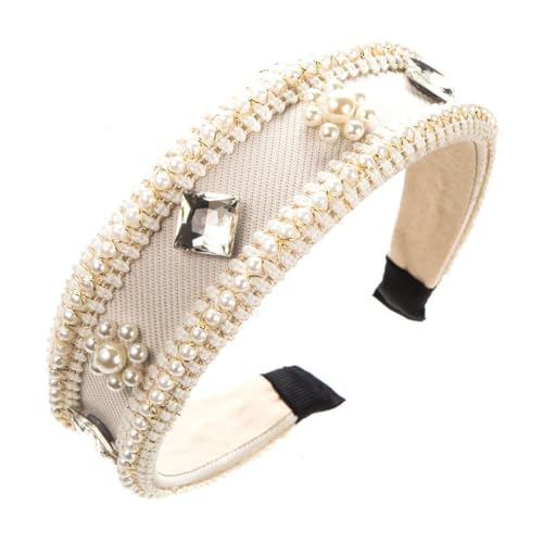 Bandes de cheveux vintage perles diamant serre-tête blanc tempérament femme