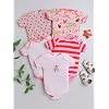 EIO New Born Baby Multi-Color Cotton Sleep Suit Romper Body Jumpsuti Body Suit for Boys and Girls Set (Pack of 5 Pink, 0-3 Months)