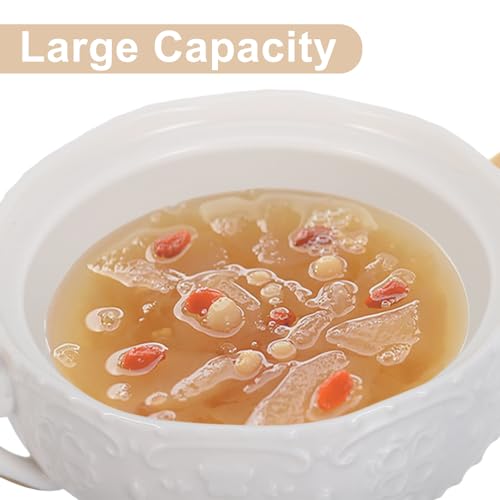 Miniatura 8 de Garvalon Juego De 2 Soperas De Porcelana Blanca Tapa Y Doble Asa Cuencos Para Postre, Sopa Y Ensaladas En Cerámica