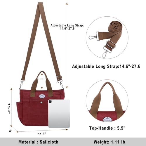 Image of HUA ANGEL Canvas Everyday Tote Bags for Women Medium Crossbody Purses Handbags with Multiple Pockets for Work Travel Beach