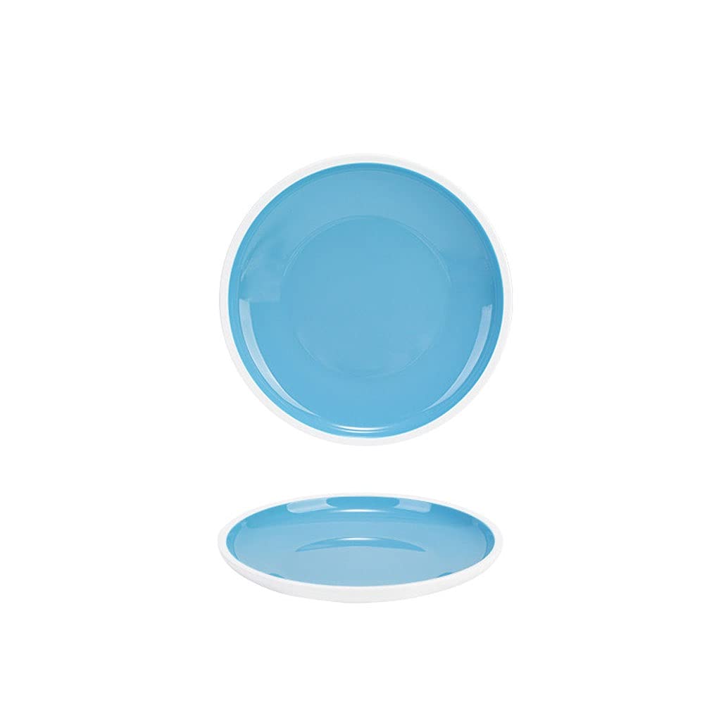 Assiettes Plates Plaques de dîner Grandes plats rondes for une utilisation intérieure et extérieure Lave-vaisselle Coffre-fort (gris et bleu clair) Assiette (Color : Light Blue, Size : 9.02INCH)
