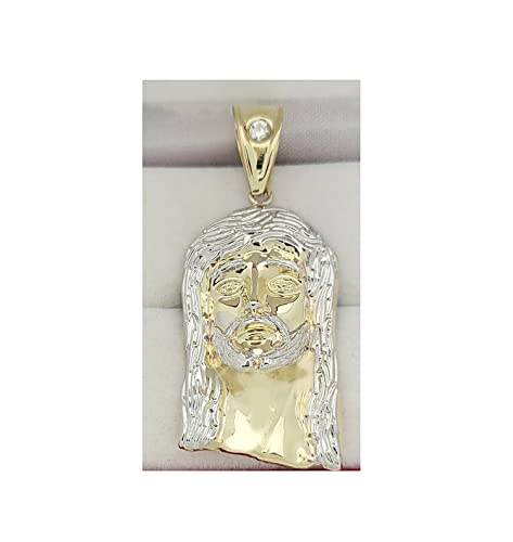 10k Yellow Gold Jesus Face Pendant Jesus Head Charm 2 inch2