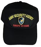 Army Security Agency Europe Veteran with Crest HAT - Black - Veteran Owned Business