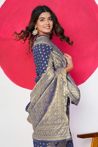 Image of Subham Saree for Woman Silk Cotton Kanjivaram | Soft Daily Wear Golden Zari Sari with Jacquard Blouse Piece