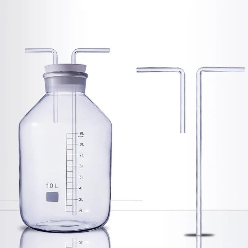 equipo de laboratorio Botella Universal de Gas for lavado de vidrio, cilindro recolector de Gas de 125ml-1000mL, escala de boca ancha, catéter de goma de doble orificio equipado(500ml)