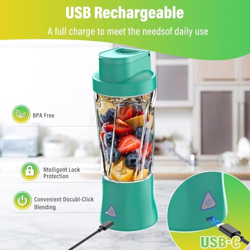 Image of Portable Blender, 360 Watt Personal Blender for Shakes and Smoothies, Green