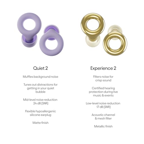 Image of Loop Earplugs Day & Night Bundle (2-Pack) Quiet 2 + Experience 2 | Reusable Ear Plugs for Sleep, Noise Sensitivity, Music & More | 24 dB /18 dB Noise Reduction