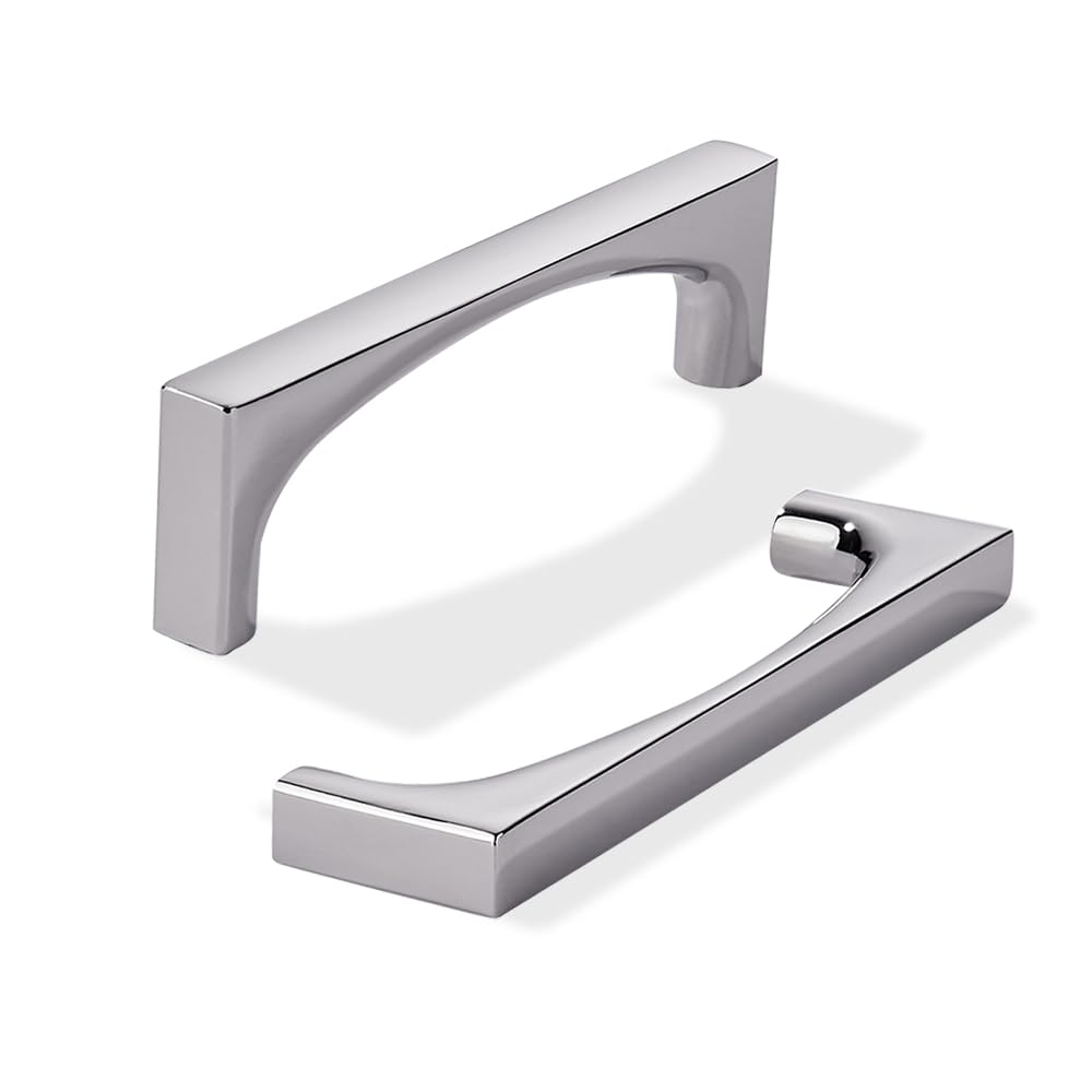 khtumeware 10 Pack Solid Handles 3-1/2-Inch(89mm) Polished Chrome Cabinet Pulls,Heavy Duty for Kitchen Cabinets, Cupboards, Drawers and Bathroom Hardware