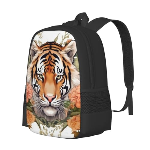 17 Inch Backpack for White Bengal Tiger Nature Lightweight Adjustable Animal Backpacks with Mesh Side Pockets for Travel Outdoor Sports2
