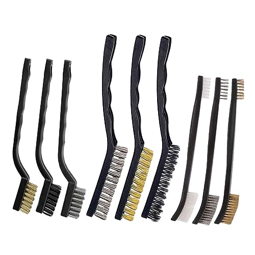 CIYODO Ergonomic Wire Brush Set 9 Pieces Stainless Steel Bristles Rust Removal Brush