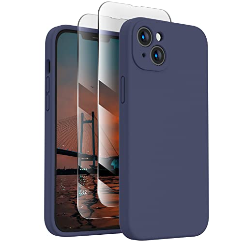 Image of FireNova Designed for iPhone 14 Case, Silicone Upgraded [Camera Protection] Phone Case, Soft Anti-Scratch Microfiber Lining Inside, 6.1 inch, Navy Blue