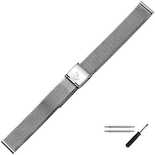 MARBURGER Uhrenarmband 14mm Edelstahl Silber - Werkzeug Montage Set 80701140020