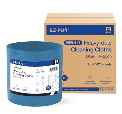 EZbrnd Heavy-Duty Cleaning Cloths Towels, Jumbo Roll, Blue Shop Towels, 475sheets/roll [X80]