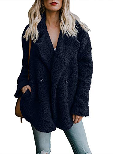 Womens Casual Cozy Outwear Coat Warm Solid Long Sleeve Button Down Oversized Loose Open Front Cardigan Jacket New