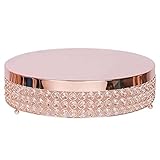 BalsaCircle 4-Inch Tall x 13.5-Inch Wide Rose Gold Beaded Round Cake Stand - Wedding Birthday...