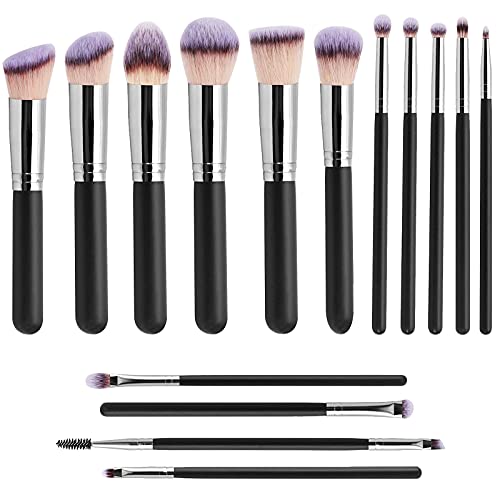 Make Up Brushes Set Wtih 15 Pcs Foundation Powder Eye Shadows Concealer Contour Blushes Brushes For Full Face Make-up Brushes Set Color:Black (black)