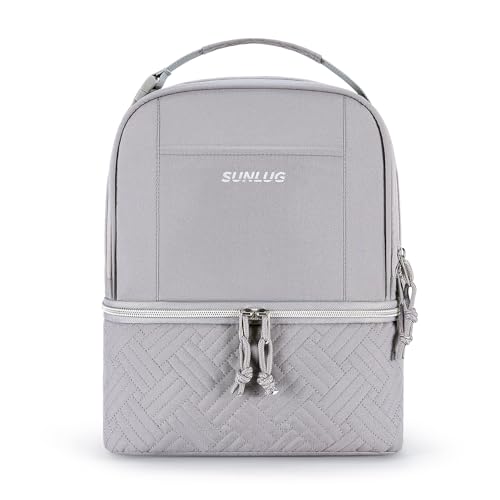 Image of SUNLUG Large Lunch Bag for Women Insulated Lunch Box Double Deck Cooler Tote for Office Work Picnic 13.5L