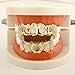YOSZO Vampire Teeth Fang Grillz Hollow braces for sharp teeth 14K Gold Silver Plated Hip Hop Fangs Top Bottom Teeth Grills for Men and Women (Gold)